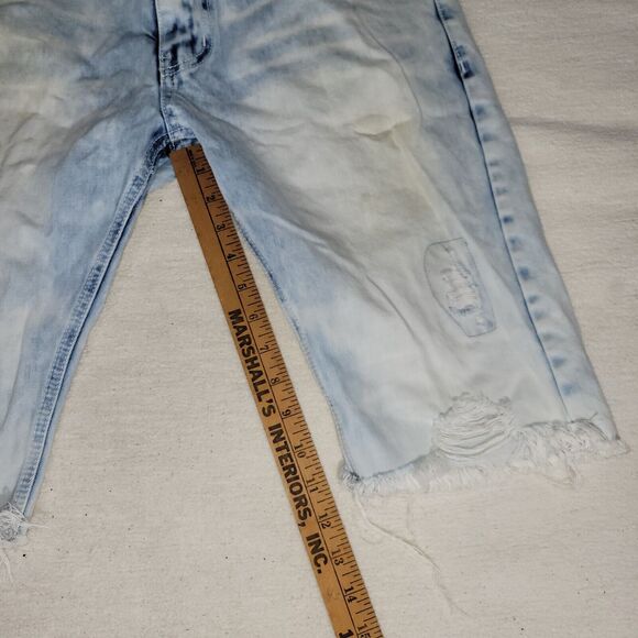Smoke Rise Shorts Mens Sz 34 Blue Jean Distressed Y2k Fray Preppy Acid Wash - Picture 13 of 15